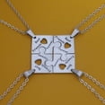 thumbnail image 3 of Htooo 4 piezas rompecabezas mejores amigos para siempre collares de acero inoxidable corazón grabado y 3 piezas simple barra Bff colgante conjunto collares de amistad, 3 of 5