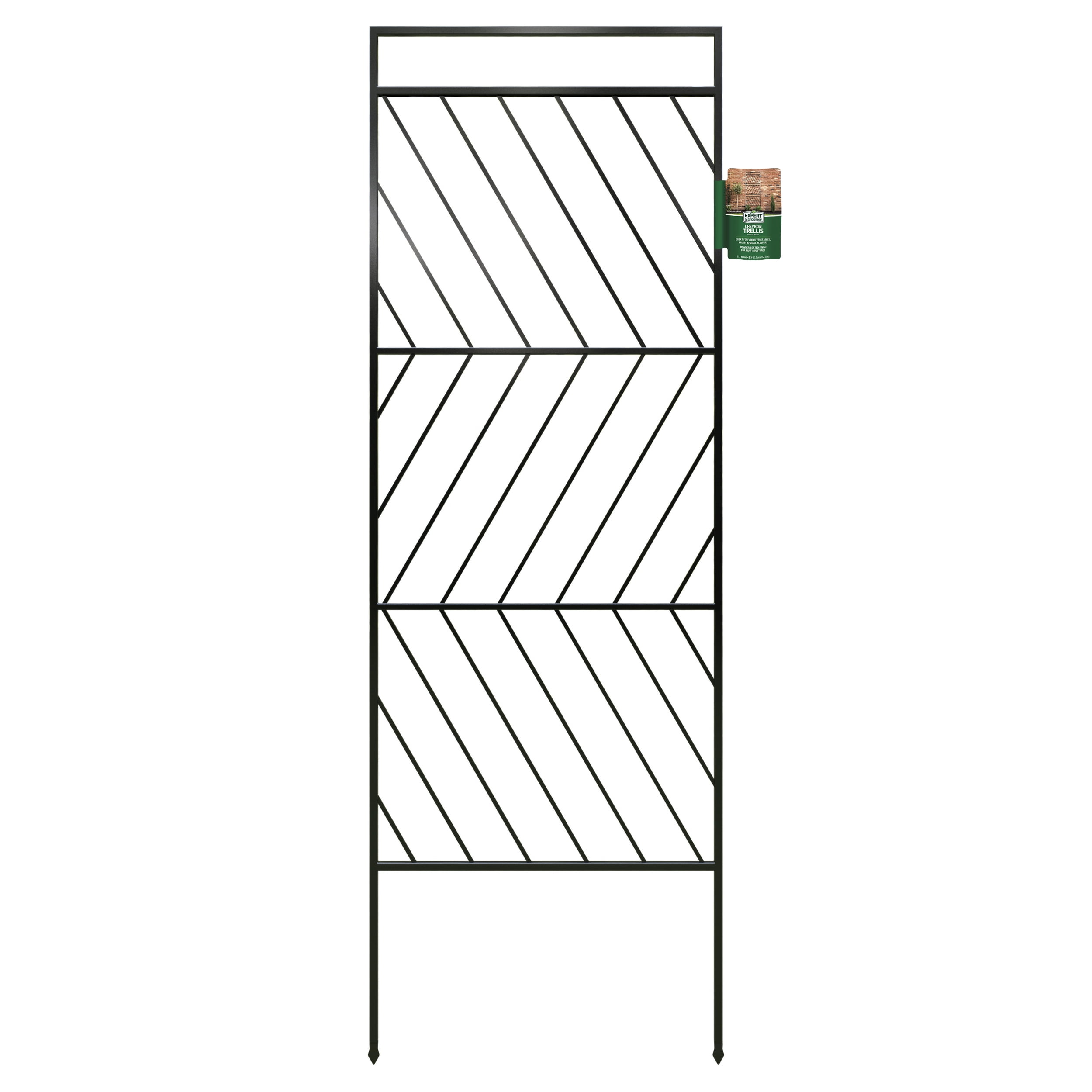 Expert Gardener 64in H x 21.7in W Garden Trellis with Chevron Pattern, Black Powder Coated Steel