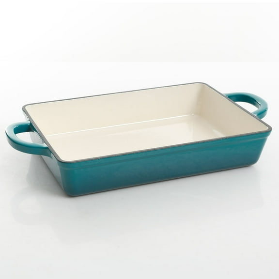 Crock Pot Artisan 13 in. Enameled Cast Iron Lasagna Pan in Teal Ombre