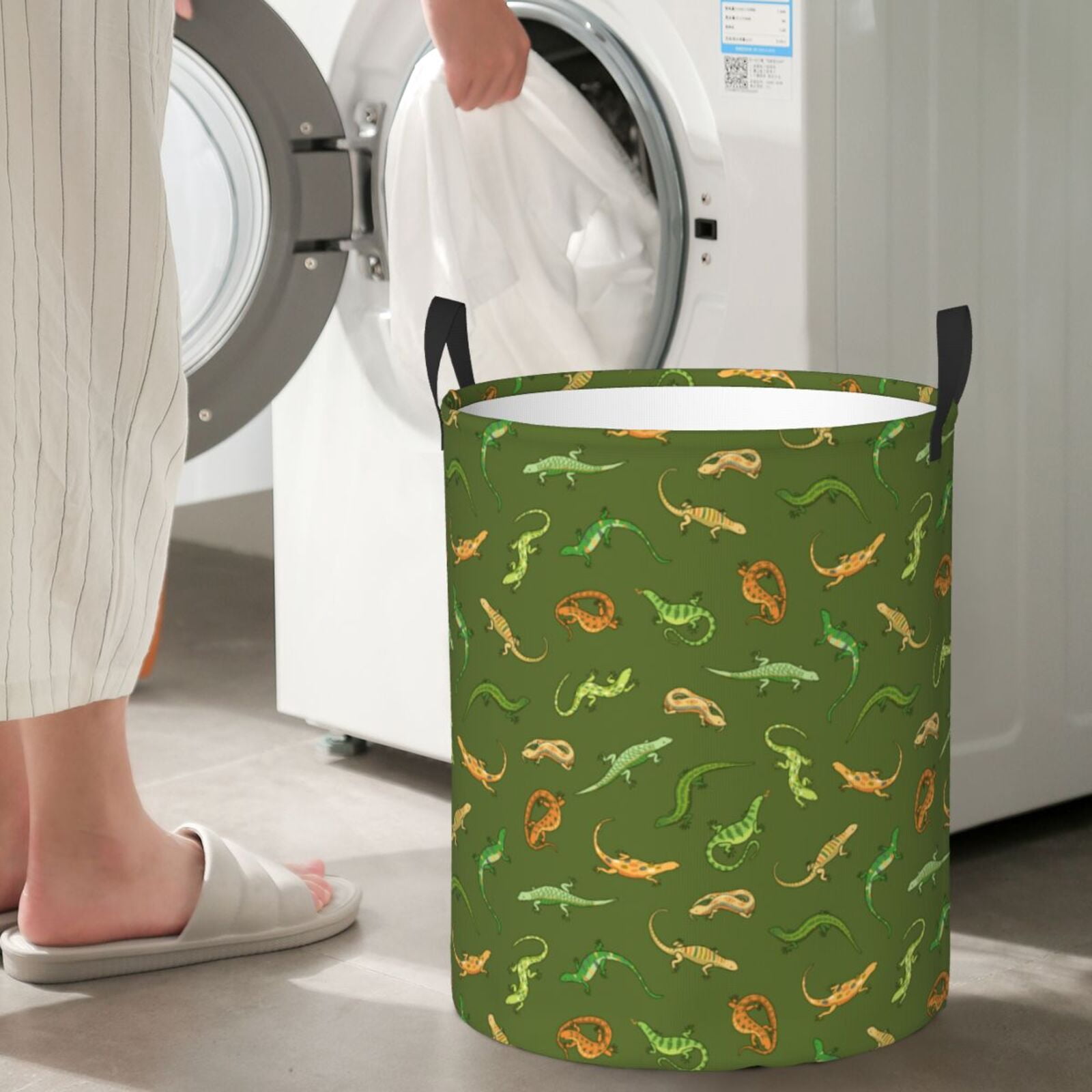 Large Laundry Basket with Handles - Colorful Cute Lizard_B Kids Baby Dirty Clothes Laundry Hamper for Bedroom Aesthetic