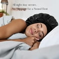 thumbnail image 2 of Black silk satin bonnet for sleeping double layer satin lined hair bonnet, 2 of 5