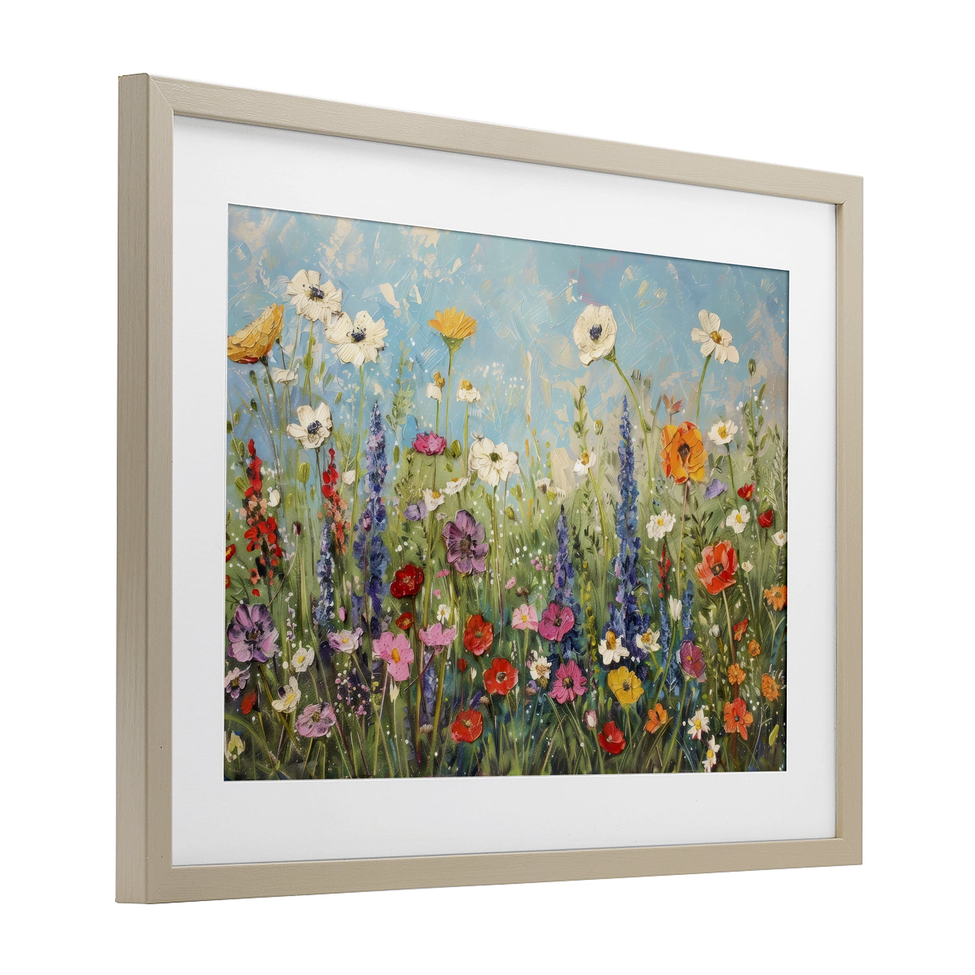 Stupell Industries Wildflower Field of Spring Blooms Birch Framed Print Under Glass, design by Creative Studio