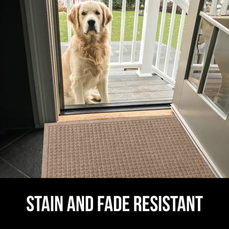 Gorilla Grip Moisture Guard Doormat, Indoor Outdoor Rubber Backed Weather Mat, 35x23, Beige