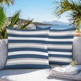 thumbnail image 5 of Blue Gray Stripe Outdoor Pillow Covers Set of 2 Abstract Waterproof Throw Pillow Case Decorative Square Cushion Cover for Patio Couch Garden Balcony, 18"x18", 5 of 9