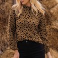 thumbnail image 2 of Women's Polka Dot Leopard Blouses Dressy Long Sleeve Mock Neck Shirt Tops Loose Fit Elegant Work Office Tshirts Top, 2 of 5