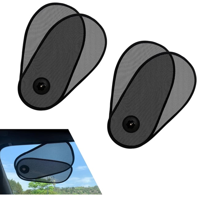 2PCS Car Side Windows Shades, Anti-glare Suction Cup Door Sunshade, Adjustable & Rotatable Baby Universal for Driver Passenger Rear (Black) -