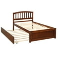 thumbnail image 3 of Hassch Wood Platform Bed Twin Size with Trundle Bed, Walnut, 3 of 10