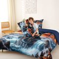 thumbnail image 4 of Feelyou Waterfall Dragon Animal Queen Comforter Set for Men Women Kids, Sky Sunset Mountain Bedding Comforter Set, Grey Orange, Blue Reversible, 3 Pieces, 4 of 6