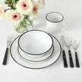 thumbnail image 3 of Martha Stewart Cliffield 16 Piece Dinnerware Set, Black Rim, White, Fine Ceramic, 3 of 7