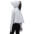 thumbnail image 4 of Women's Ice Silk UV Sun Protection Hoodie Hole Zip Up Jacket Thin Breathable Loose Fit Cycling Sun Clothing Lightweight Long Sleeve Sunshirt Wrinkle Resistant Windproof Skin Friendly Coat, 4 of 4