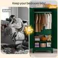 thumbnail image 5 of RIETERN Metal Armoire Wardrobe Closet, 71" Tall Bedroom Closet with Mirror, Adjustable Shelves, and Hanging Rod, Steel Clothes Closets and Storage, for Bedroom Green, 5 of 17