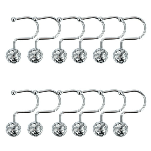 MLINS 12 Pcs Curtains Metal Ball Hook Shower Curtain Hooks 7.5X4X2.3CM Silver
