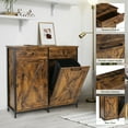thumbnail image 4 of Pirecart 10 gal Double Tilt Out Trash Cabinet Wooden Free Standing Recycling Cabinet W/ Storage Drawer, 4 of 8