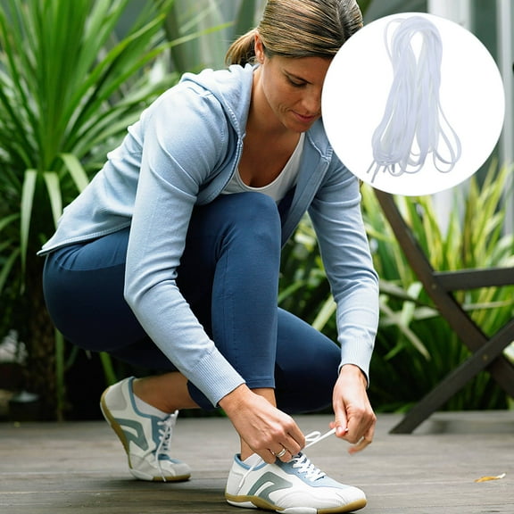EXHUMKY 2Pairs White Flat Polyester Shoelaces for General Users and Everyday Wear