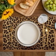 thumbnail image 4 of Brown Leopard Print Placemats Set of 6, Classic Abstract Animal Patterned Placemats for Dining Table, Place Mats for Kitchen Tabletop, Waterproof Wipeable Dining Table Mats Set, 4 of 9