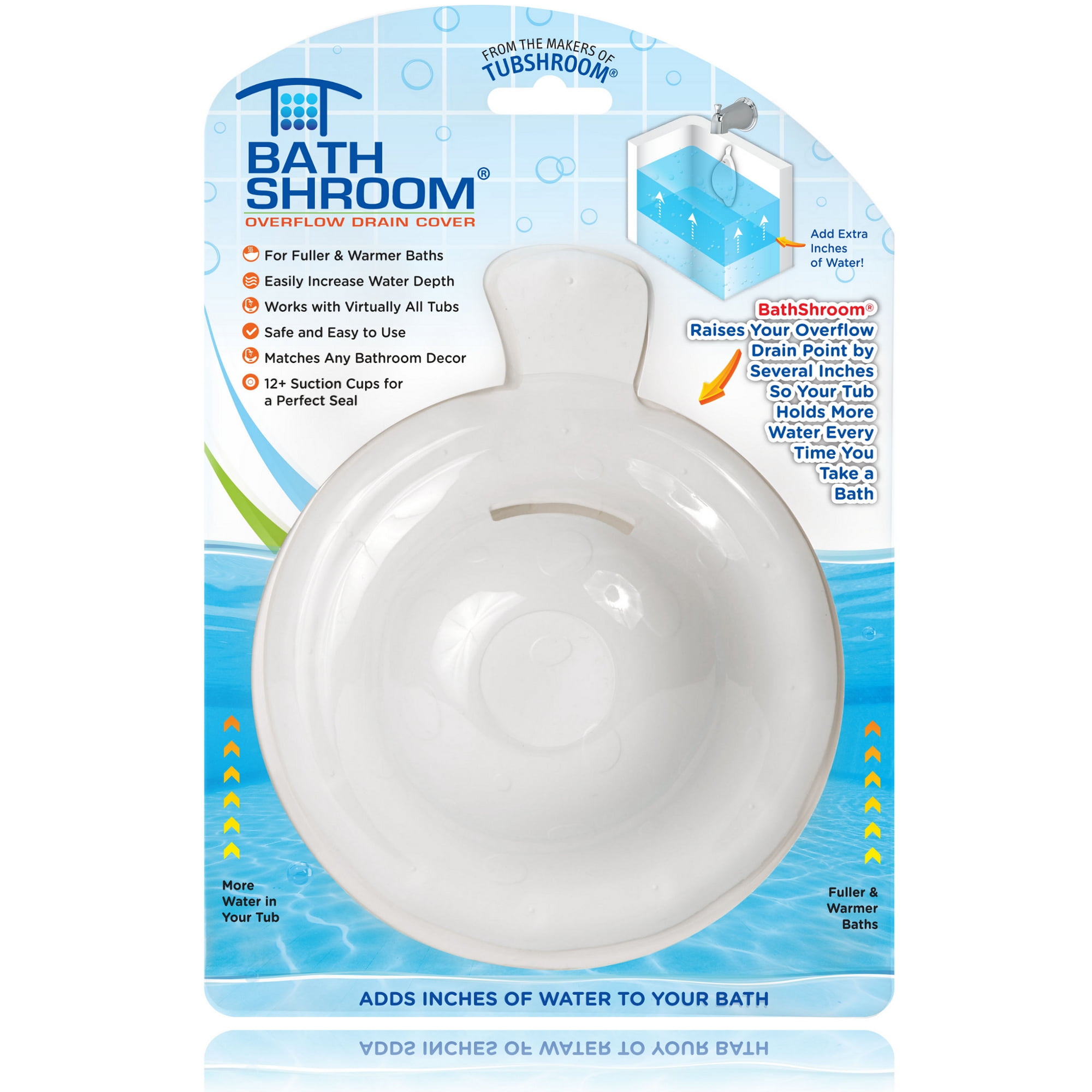 BathShroom White Overflow Drain Cover for Fuller and Warmer Baths