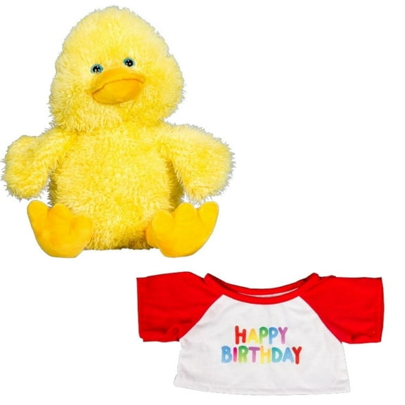Plush Gear Puddles the Duck Plush Toy in Happy Birthday T-Shirt - 16 Inch, Cuddly Easter, Birthday Gift