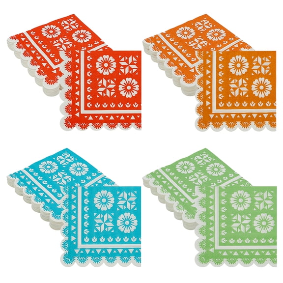 160 Pcs 4 Styles Mexican Paper Napkins Fiesta Cocktail Napkins Picnic Napkin