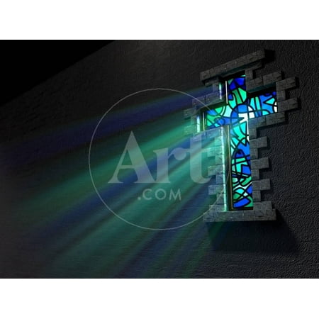 Stained Glass Window Crucifix Print Wall Art By Inked (Best Program For Pixel Art)