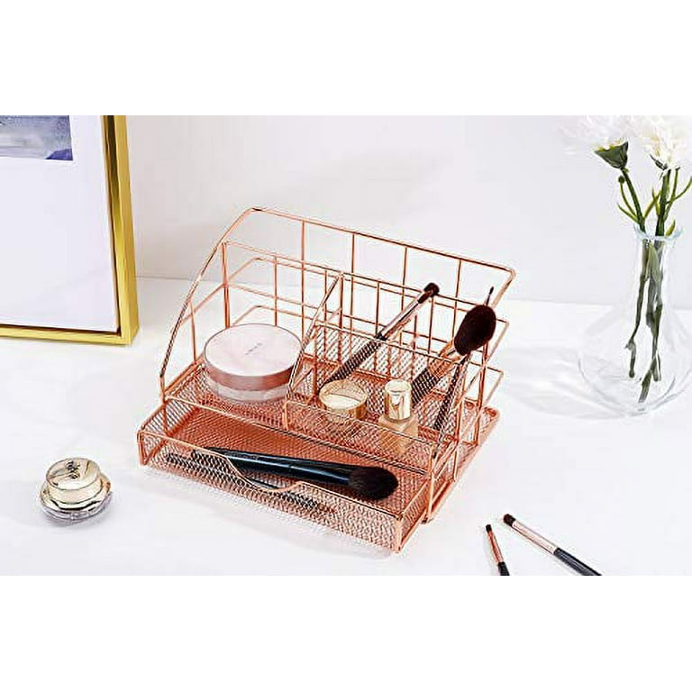 POPRUN Desk Organizers and Accessories for Women with Drawer, Cute Desk  Supplies and Stationary Oganizer for Home and Office Desk Decor, Metal Mesh