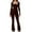 Brown, variant on successthop Womens Long Sleeve Jumpsuit Strecth Square Neck One Piece Wide Leg Long Pants Solid Fall Winter Lounge Wear