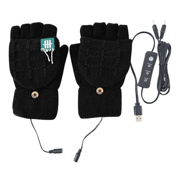 Guantes de invierno, guantes calefactables y cálidos, para todos los dedos, con temperatura ajustable, guantes calefactores, extraíbles y lavables, de poliéster para mujer.