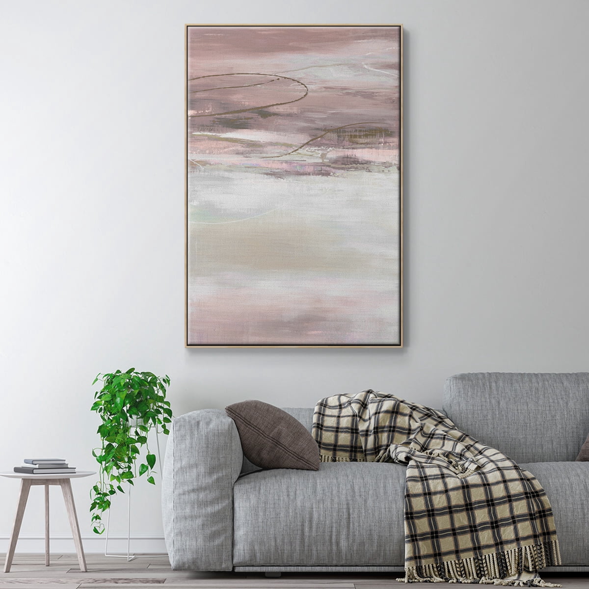 Geo Cache in Pale Framed Premium Gallery Wrapped Canvas - Ready to Hang - 25 x 37 - Natural Wood Floating Frame
