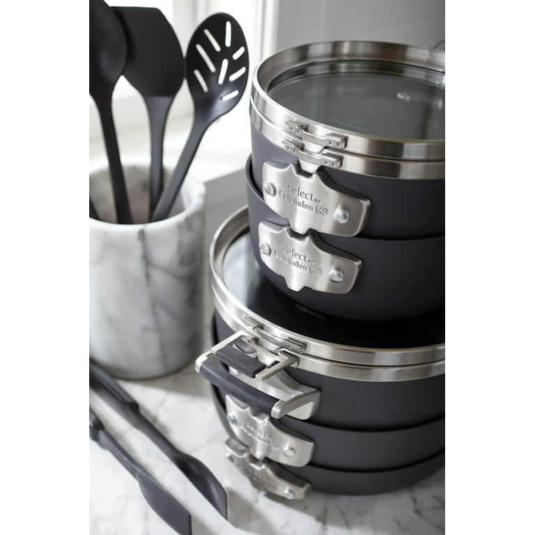 Calphalon Select Space Saving 3-Piece Hard-Anodized Aluminum Nonstick  Cookware Set in Black 2058555 - The Home Depot