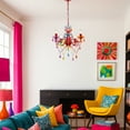 thumbnail image 5 of Colorful Kids Chandelier with Acrylic Crystals, 5-Light Pendant Fixture, Red Metal Frame, 5 of 7