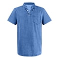 thumbnail image 4 of Lumtrix Distressed Henley Shirts for Men Short Sleeve T Shirts Vintage Relaxed Fit Retro Wash Tops with Pocket Blue XL, 4 of 5