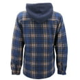 thumbnail image 2 of Men's Heavyweight Flannel Zip Up Fleece Lined Plaid Sherpa Hoodie Jacket (555R - Navy/Beige, M), 2 of 5