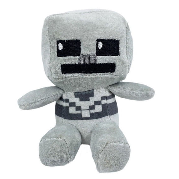 13cm Pixel Skeleton Plush Toy - 8-Bit Sandbox Undead Mob Stuffed Animal - Soft Washable Gamer Desk Decor for Teens & Adults