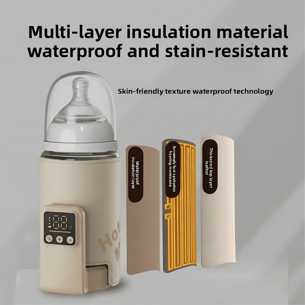 Portable Baby Bottle Warmer for Travel - 8000mAh Battery Powered Cordless Milk Warmer, 6 Adjustable Temperature Settings (100.4°F-122°F), USB Rechargeable Sleeves for Breastmilk & Formula