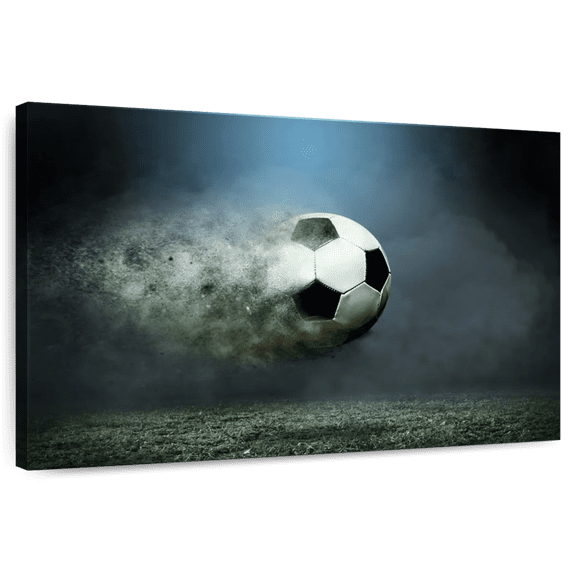 Elephant Stock Fast Trail Soccer Ball Wall Art - Horizontal Canvas Wall Art - Living Room Wall Decor - Sports Canvas - Black And White Decor - 12" x 8"
