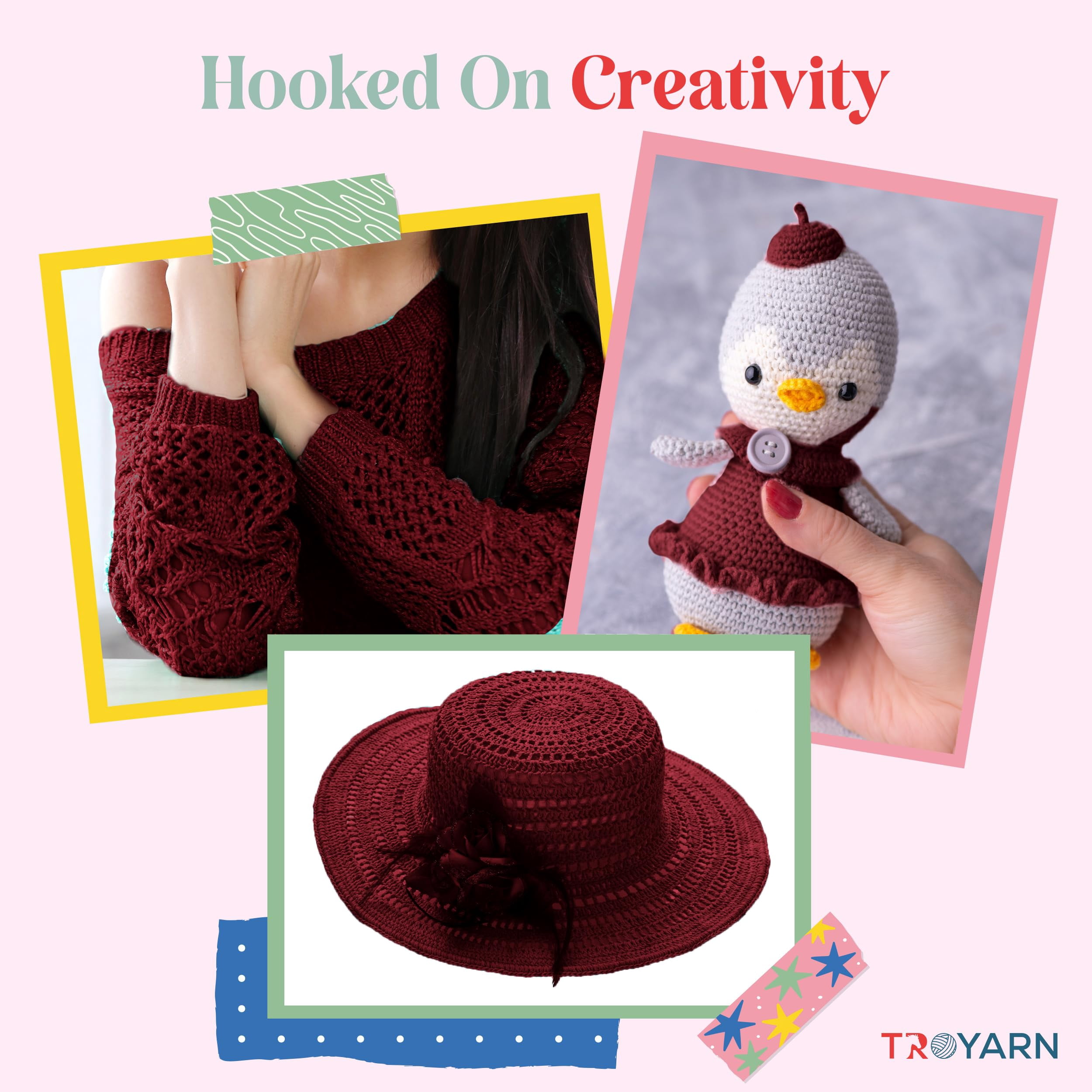 Yarn for Crocheting & Knitting - 4 Skeins (4x383 Yds) (105057 - Claret Red) Crochet Yarn - 100% Microfiber Acrylic Yarn - Knitting Yarn for Craft Projects