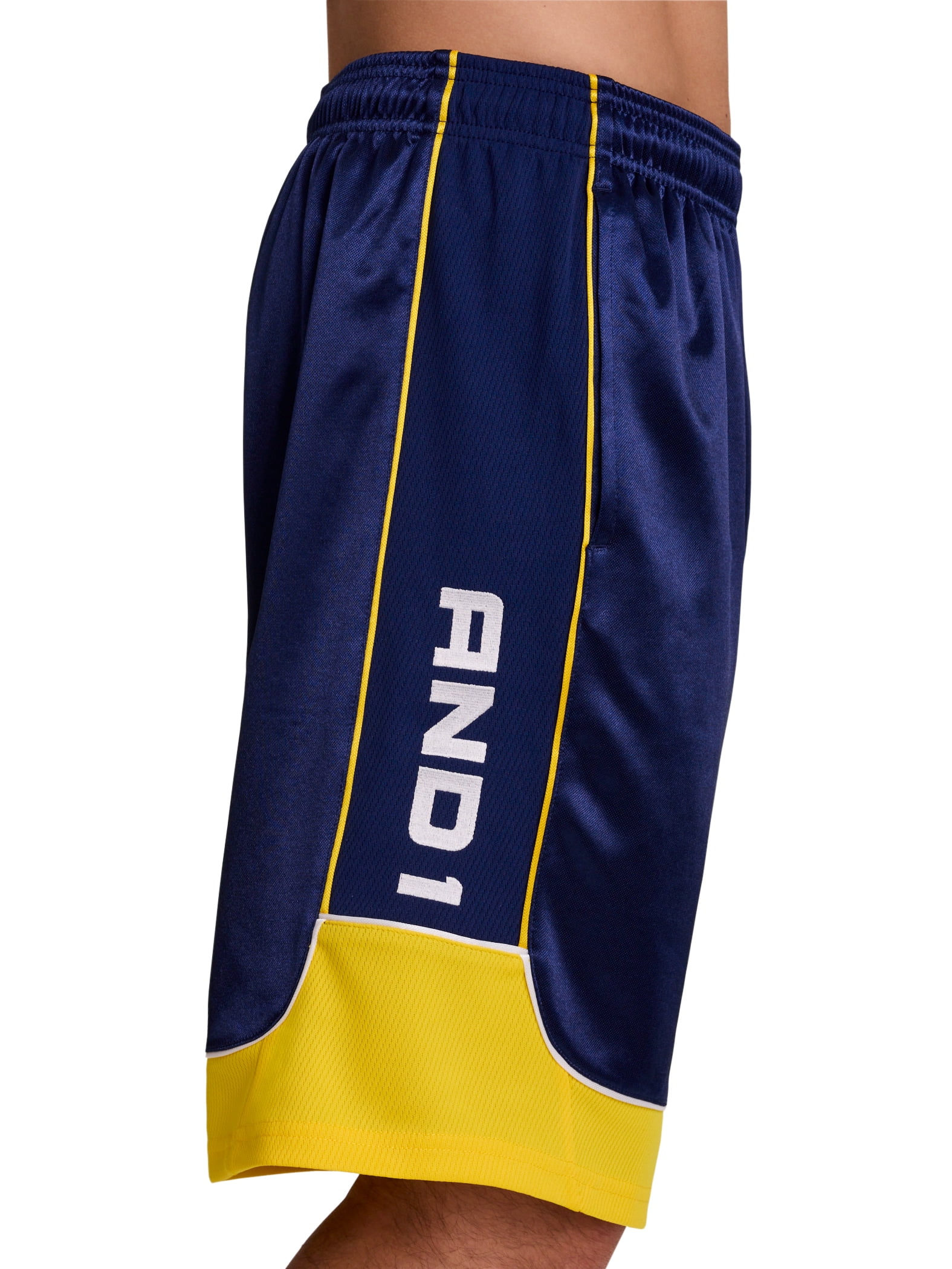 AND1 Men's and Big Men's All Court Colorblock Short, 11" inseam, up to Size 5XL