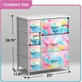 thumbnail image 3 of HLL Kids Dresser with 7 Drawers - Storage Chest Organizer Unit with Steel Frame, Wood Top & Handles, Tie-dye Fabric Bins for Clothes - Wide Furniture for Bedroom Hallway Kids Room Nursery & Closet, 3 of 8