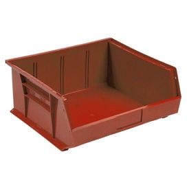 Quantum QUS245 Plastic Storage Bin, 16-1/2 x 10-7/8 x 5 Red, Lot of 6