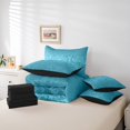 thumbnail image 5 of YST Lake Blue Damask Comforter Set, Antique Victorian Baroque Bedding, Polyester, Full Size (7 Count), 5 of 5