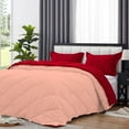 thumbnail image 4 of D.N.G. BEDDINGS 3 Piece Luxury Reversible Diamond Pattern Comforter Set Premium Super Soft, All Season 800 TC, 100% Egyptian Cotton Full/Queen Size Peach/Red Solid Color, 4 of 7