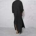 thumbnail image 3 of BADHUB Men's Big and Tall Linen Robes Long Sleeve Muslim Robe Button Up Side Split Kaftan Thobe with Pockets Black 4XL, 3 of 5