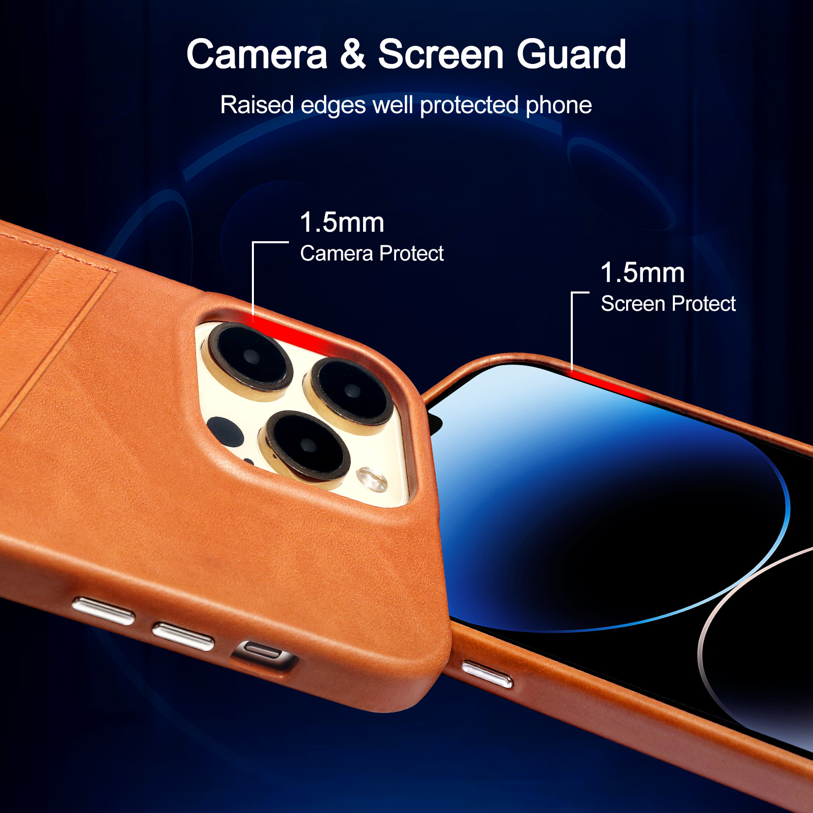 Luckycoin Handmade Genuine Leather Case for iPhone 13 Pro Max 6.7-Inch,Anti Slip Ultra-Thin Cover, Vintage Top Grain Leather,Card Holder for Apple iPhone 13 Pro Max Case