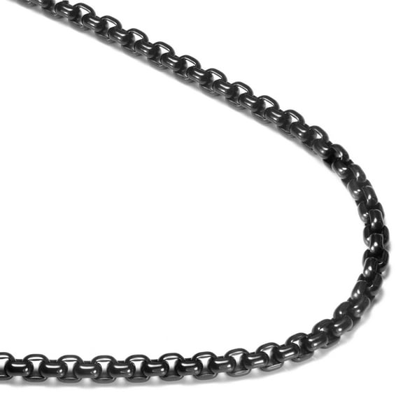 Black Titanium 4MM Box Link Necklace Chain 28"