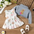 thumbnail image 4 of Youmylove Toddler Girls Long Sleeve Denim Jacket Cartoon Fawn Prints Ruffles Dress Two Piece Outfits Set For Kids Clothes Toddler Girl Clothes, 4 of 6