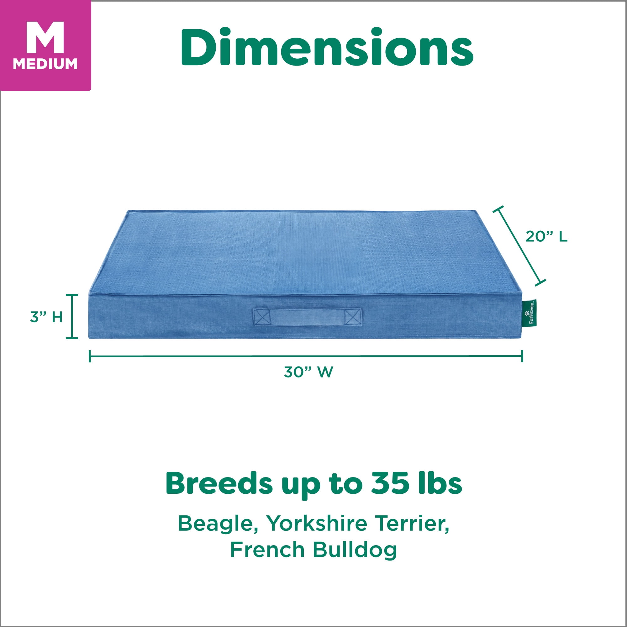 FurHaven Grid Indoor-Outdoor Cooling Memory Foam Deluxe Mattress for Dogs and Cats - Capri Blue, Medium