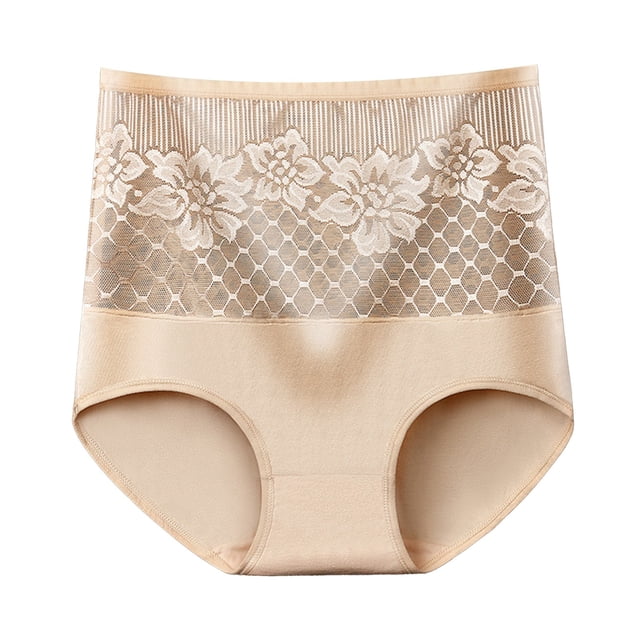 TANGNADE Culottes Taille Haute pour Femmes Grande Taille Bikini Sans Coutures Absorption Régulière Culottes en Coton Beige