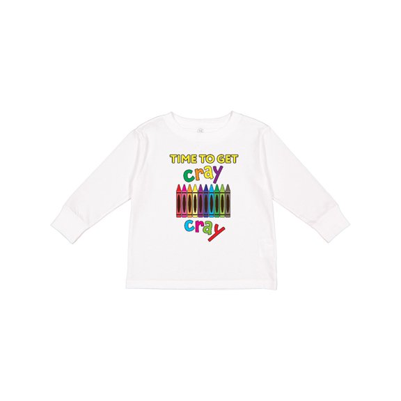 Inktastic Time to Get Cray Cray Crayons Humor Boys or Girls Long Sleeve Toddler T-Shirt