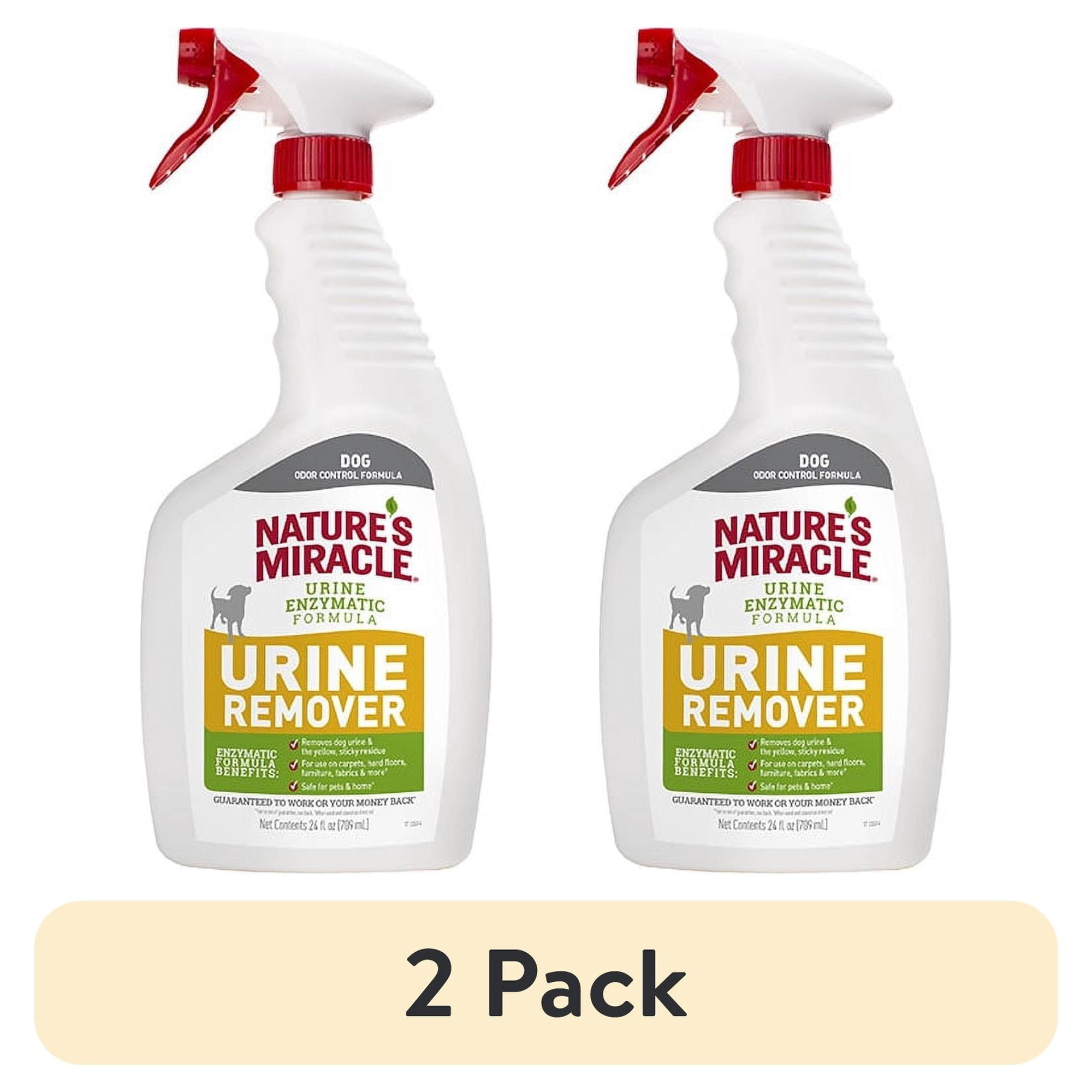 (2 pack) Nature’s Miracle Dog Urine Remover Enzymatic Formula, for Carpet, Hard Floors, Fabric and Furniture, 24 oz.