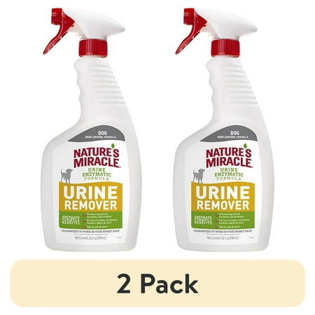 (2 pack) Nature’s Miracle Dog Urine Remover Enzymatic Formula, for Carpet, Hard Floors, Fabric and Furniture, 24 oz.