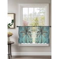 thumbnail image 2 of Sheer Curtains 45 Inch Length 2 Panels Set for Kitchen, Coastal Beach Tree Green Semi Sheer Curtains for Windows, Summer Vintage Tropical Plant Voile Window Treatments Rod Pocket Curtain, 2 of 7